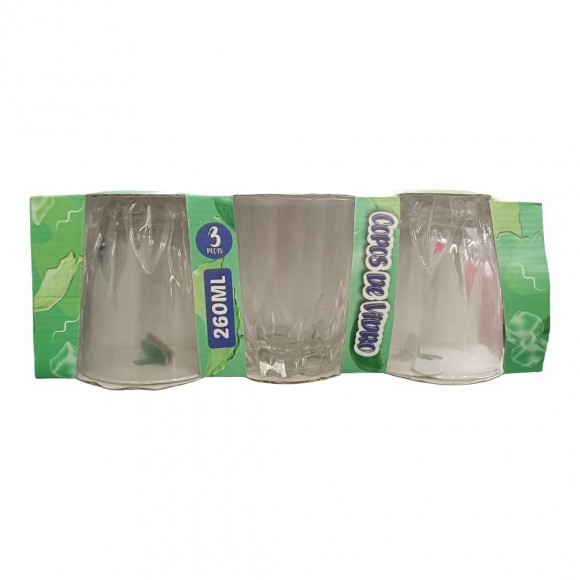 JG COPOS VIDRO 260ML - 3PC (FOLHAS)