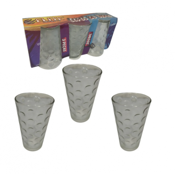 JG COPOS DE VIDRO 300ML - 3PC BOLHAS