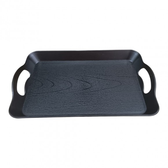 BANDEJA PLAST PRETO RETANGULAR (37X23)CM