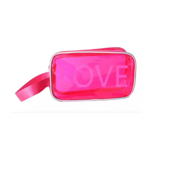 NECESSAIRE TRANSPARENTE LOVE C/ALÇA    (22X12X7,5)CM