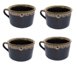 JOGO XÍCARA DE CHÁ PORCELANA C/4 PEÇAS ESCORRIDA