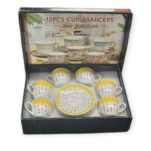 JOGO XÍCARA E PIRES CAFÉ 12PC BOLINHAS