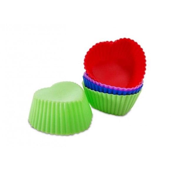 FORMA SILICONE CUPCAKE CORAÇÃO - 06 PC