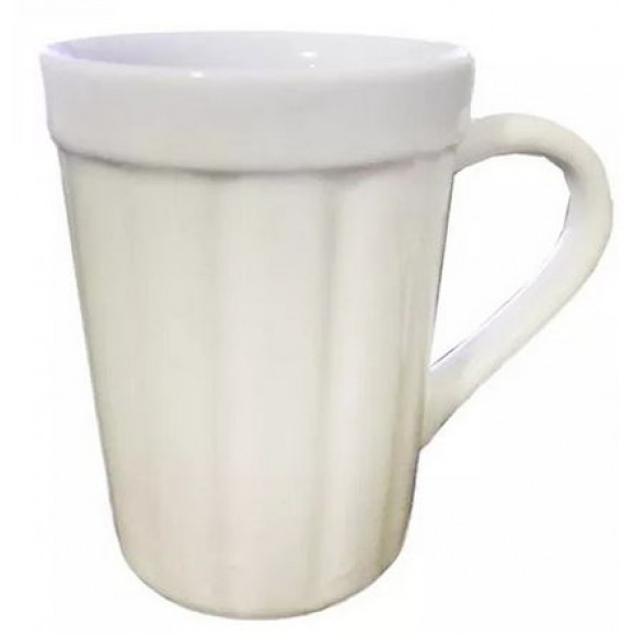 CANECA PORCELANA CANELADA BRANCA - 250ML