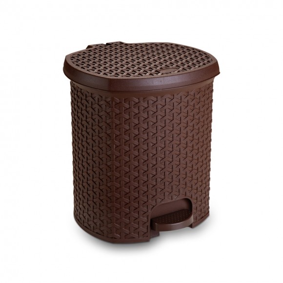 LIXEIRA RATTAN COM PEDAL 6 LITROS CAFÉ