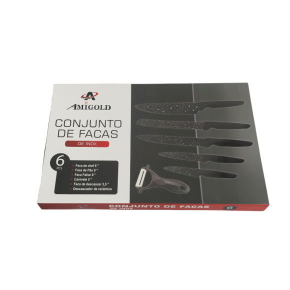 CONJUNTO FACAS PIGMENT INOX - 06 PEÇAS