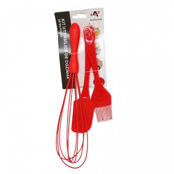 KIT UTENSÍLIOS COZINHA SILICONE 03 PEÇAS