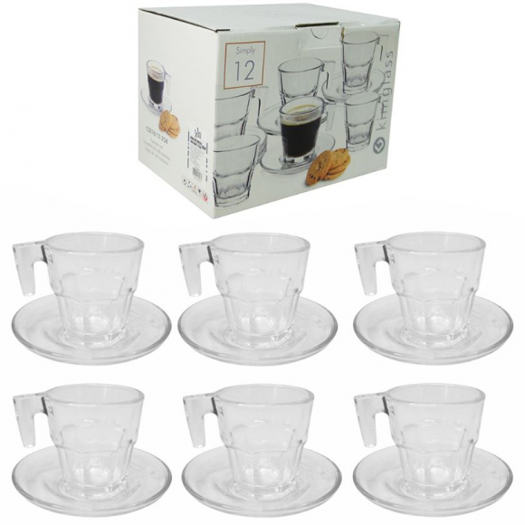 JOGO XICÁRA CAFÉ C/ PIRES VIDRO 80ML - 12 PEÇAS