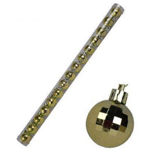 BOLA NATAL FACETADA OURO 3CM-15 PEÇAS NO TUBO