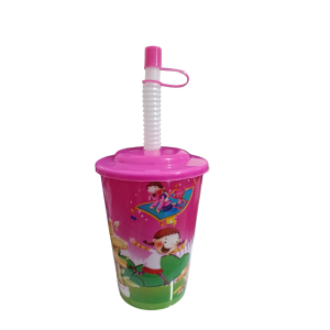 COPO PLÁSTICO INFANTIL 250ML C/CANUDO - 12 PEÇAS