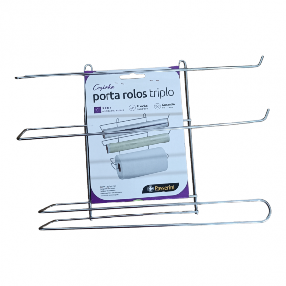 PORTA ROLOS TRIPLO CROMADO