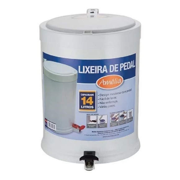 LIXEIRA DE PEDAL BRANCA 14L AMÉLIA