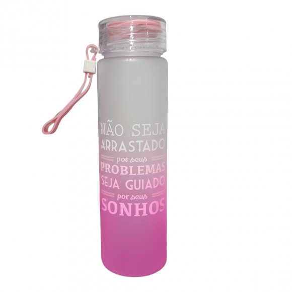 GARRAFA FRASES C/ALÇA 500ML - ROSA